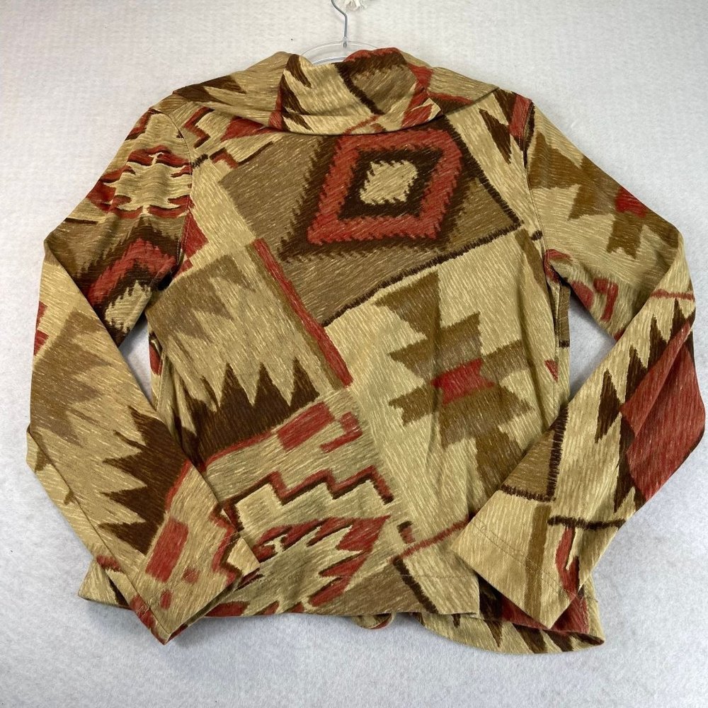 Vintage LRL RALPH LAUREN Womens M Southwest Aztec Shawl Collar Wrap Sweater - Picture 9 of 9